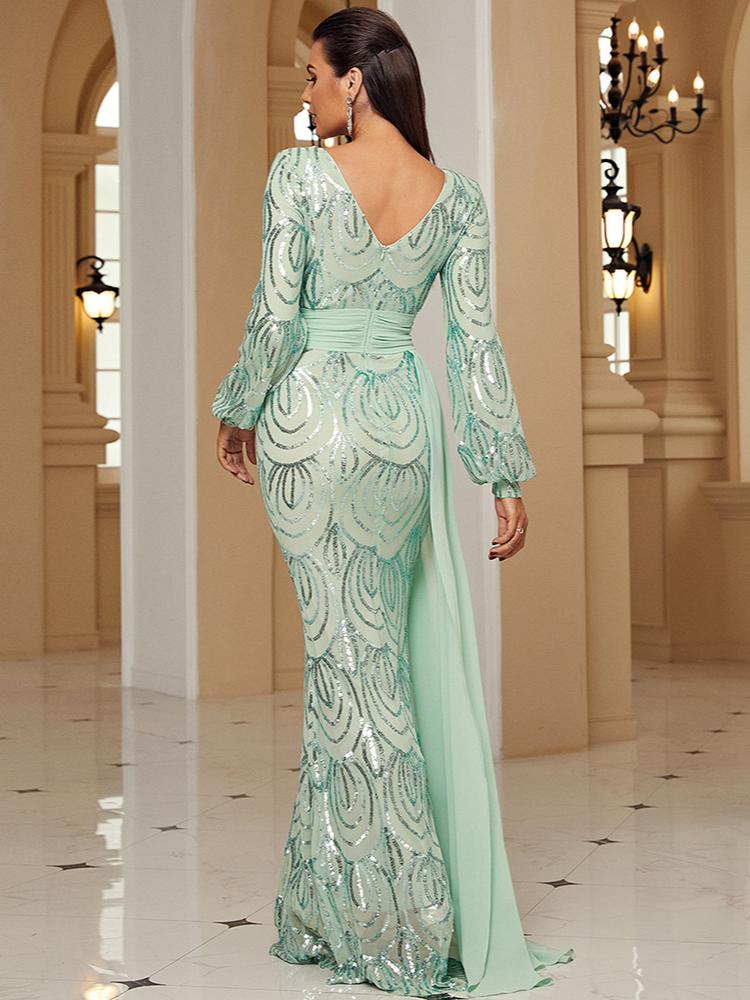 Sequined V-neck Party Dress