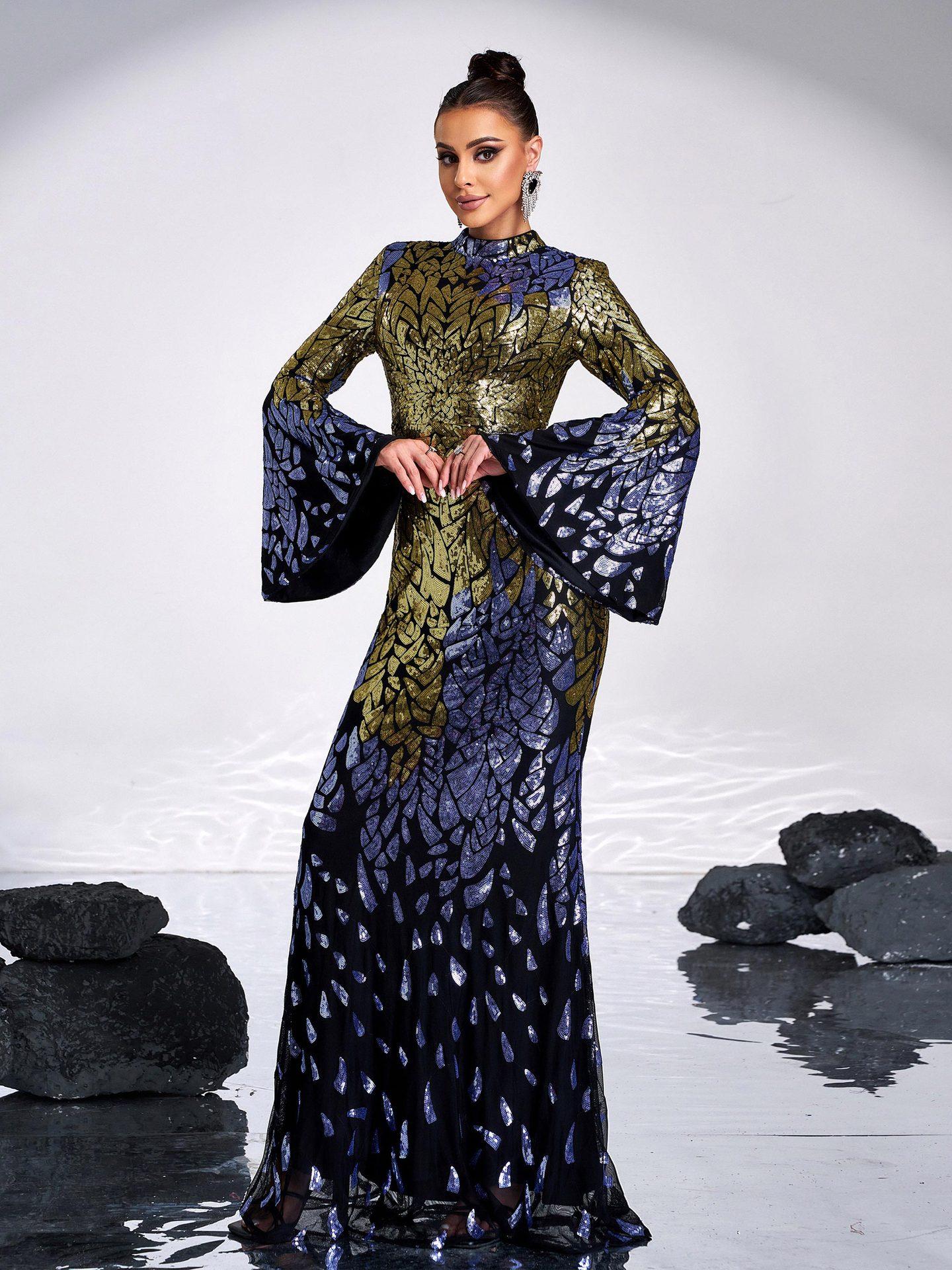 Round Neck Sequin Fishtail Dress