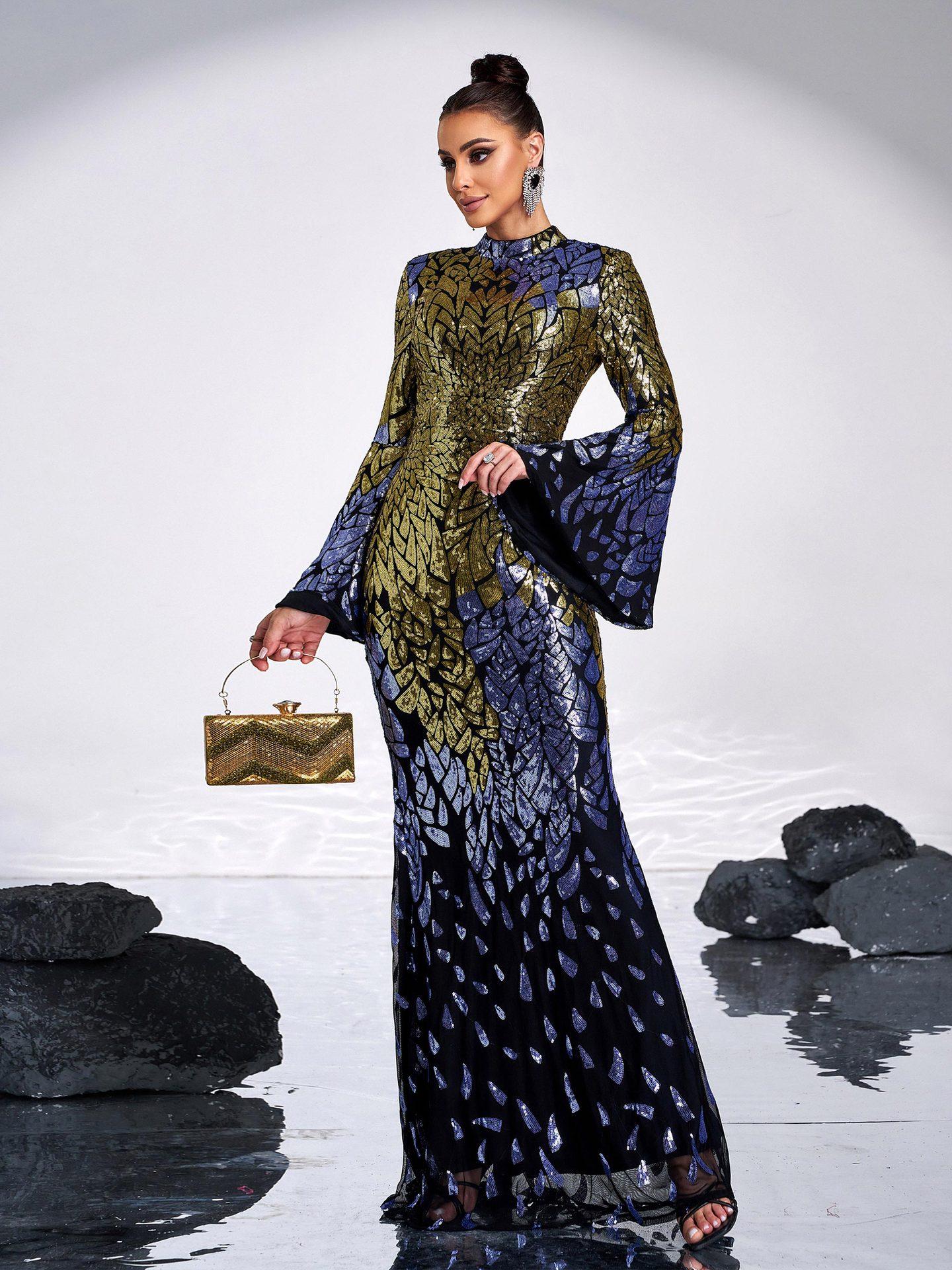 Round Neck Sequin Fishtail Dress