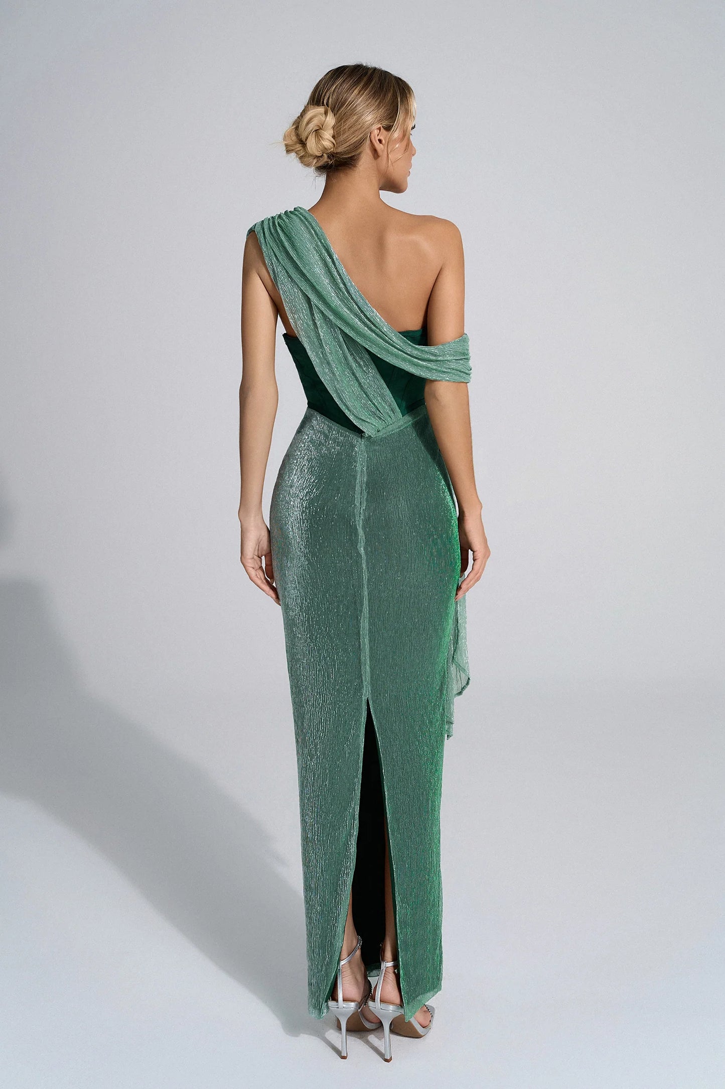 YS-Color-Blocked Sleeveless Asymmetric Waist Dress