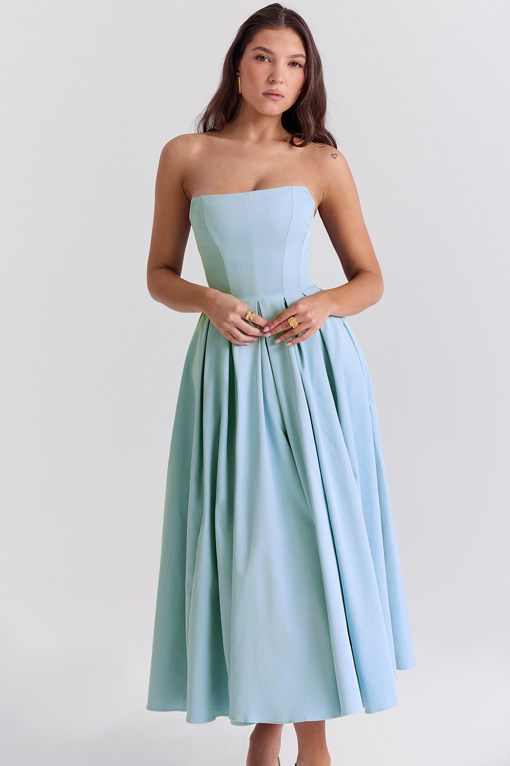 Tuscan Blue Strapless Maxi Sundress