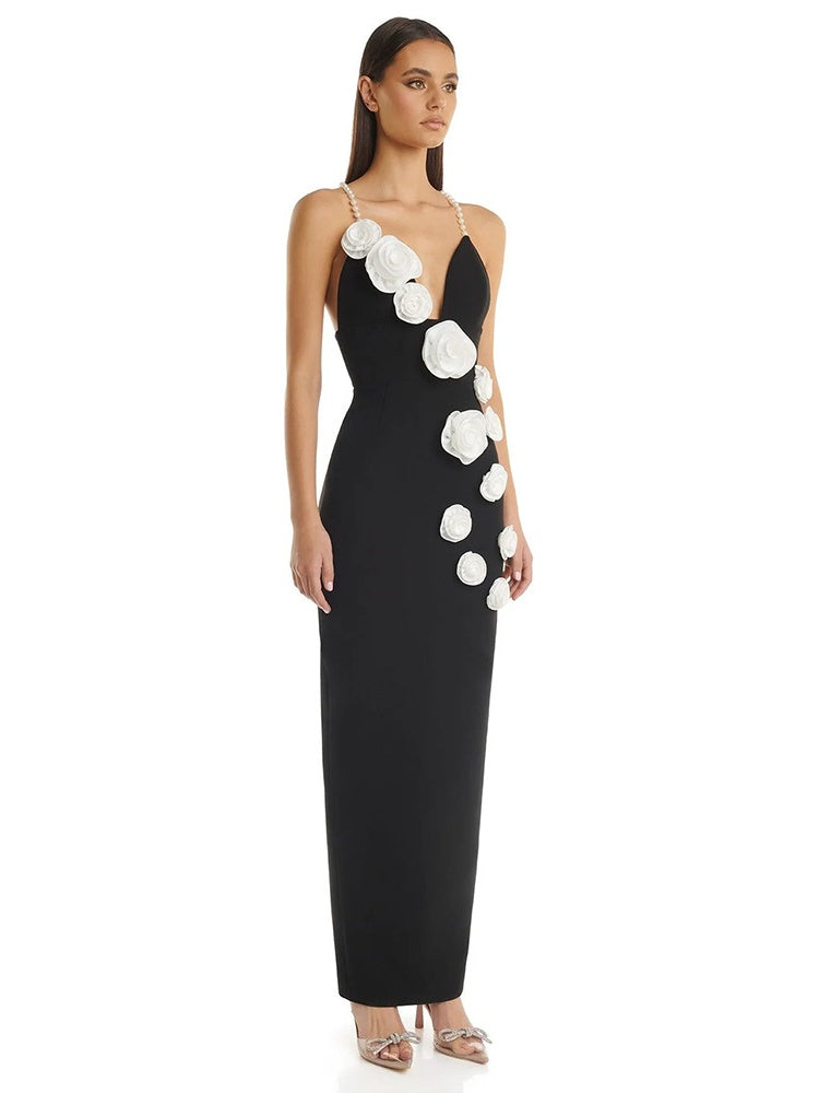 Suspender Bandage Dress European Backless Maxi Dress