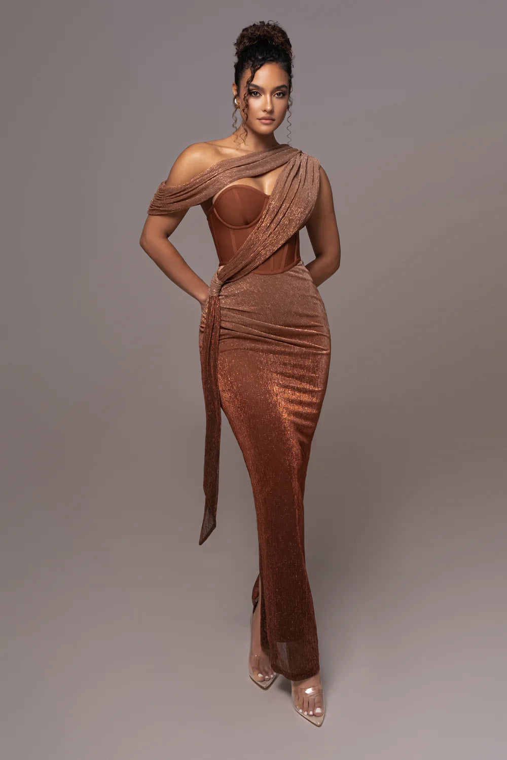 YS-Color-Blocked Sleeveless Asymmetric Waist Dress