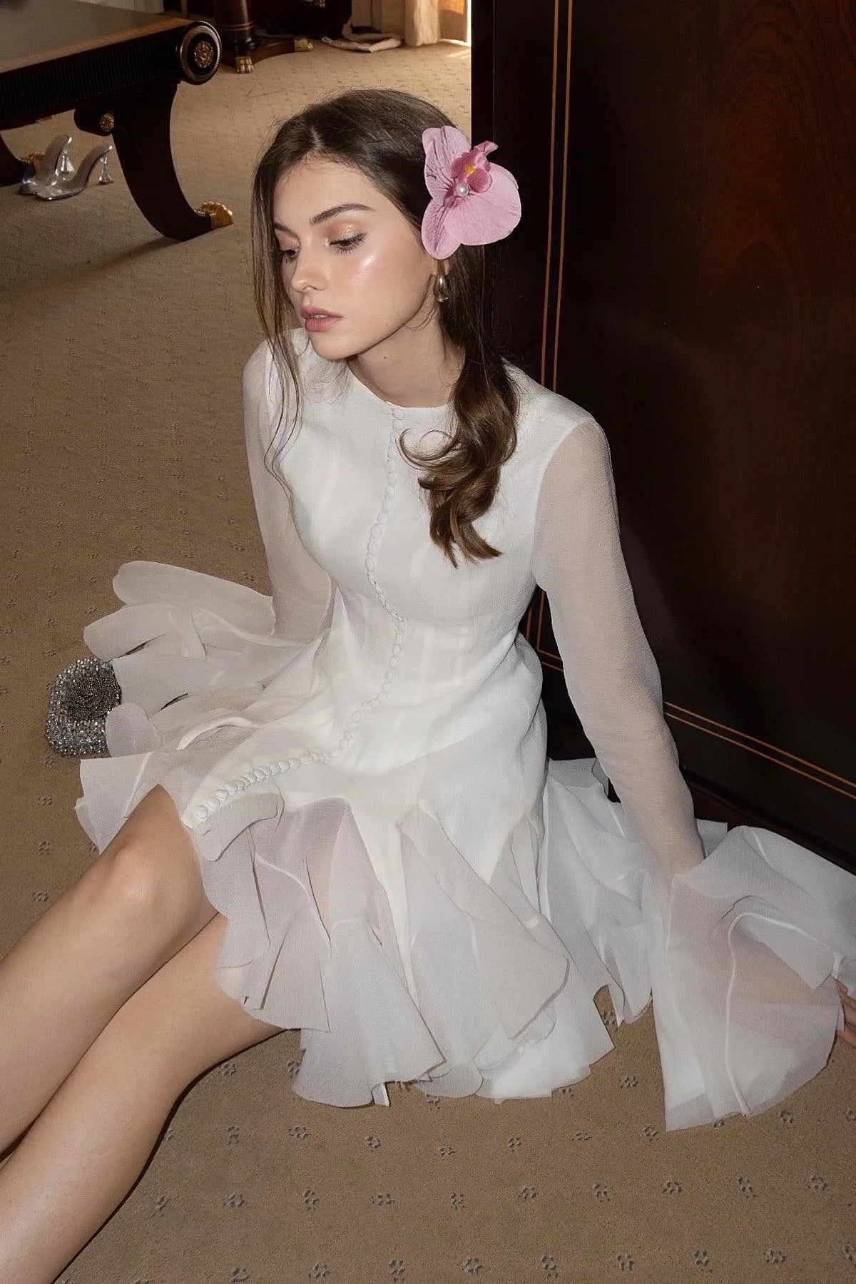 Fairy among Flowers Themed Puff Hem Bodycon Mini Dress