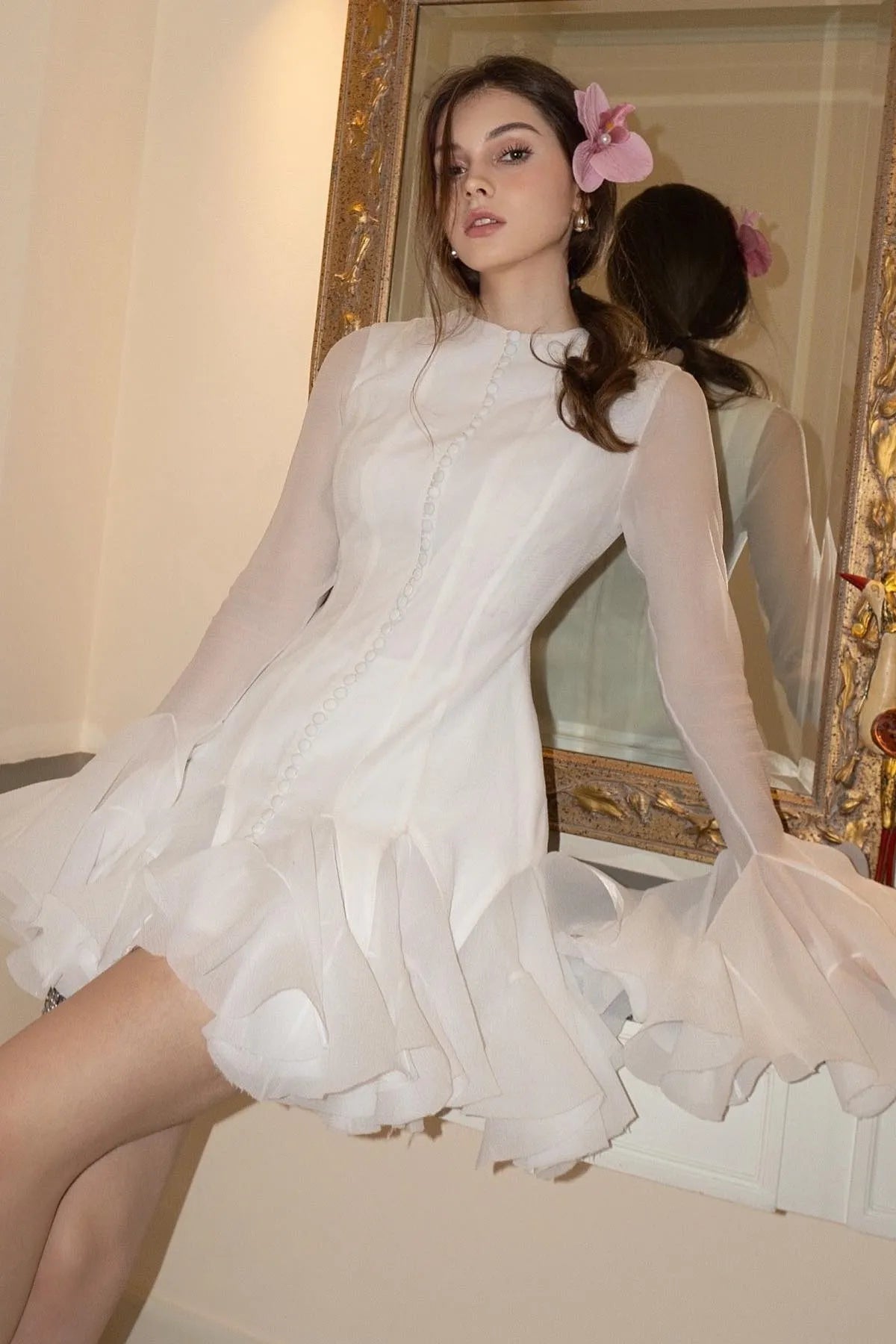 Fairy among Flowers Themed Puff Hem Bodycon Mini Dress