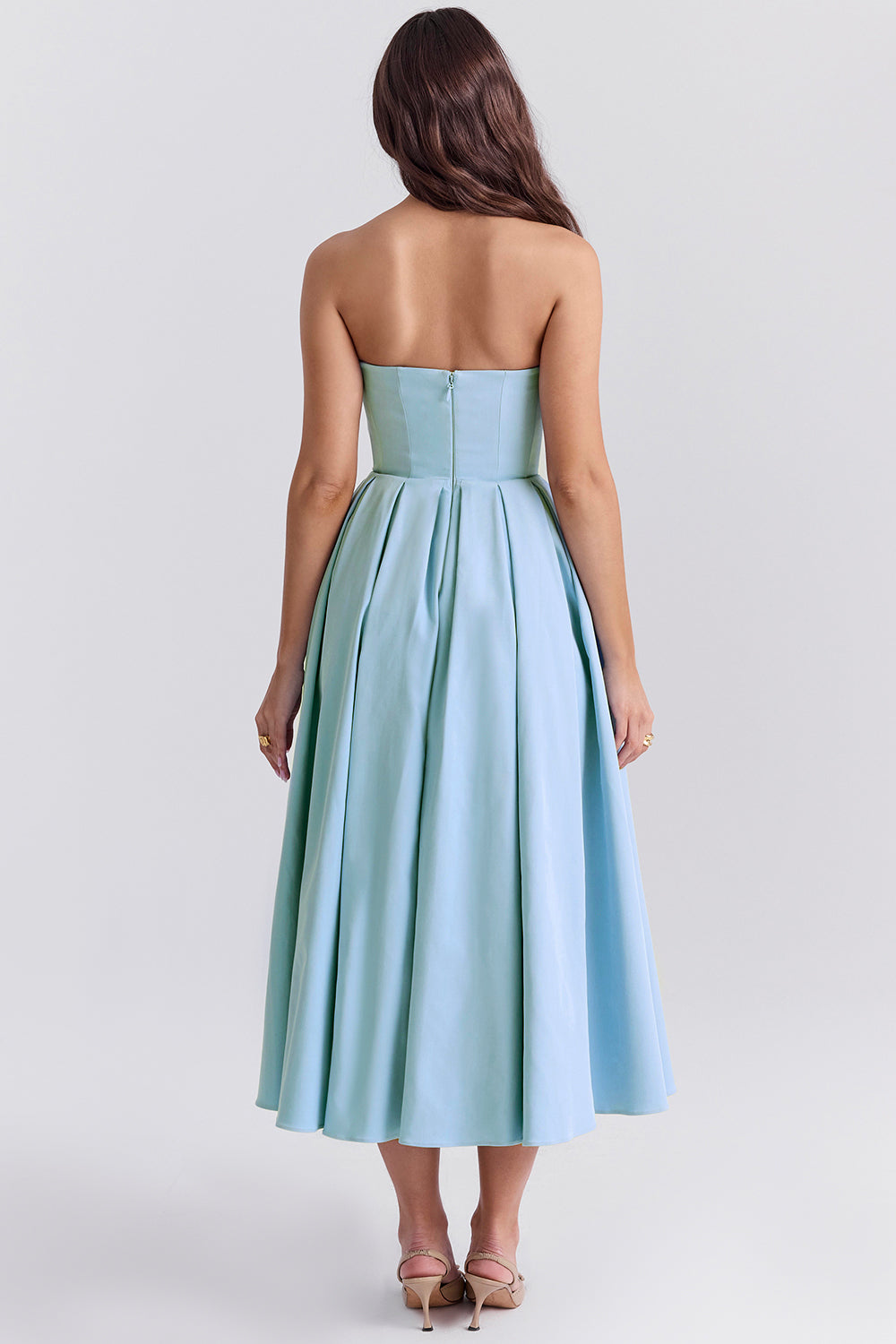 Tuscan Blue Strapless Maxi Sundress