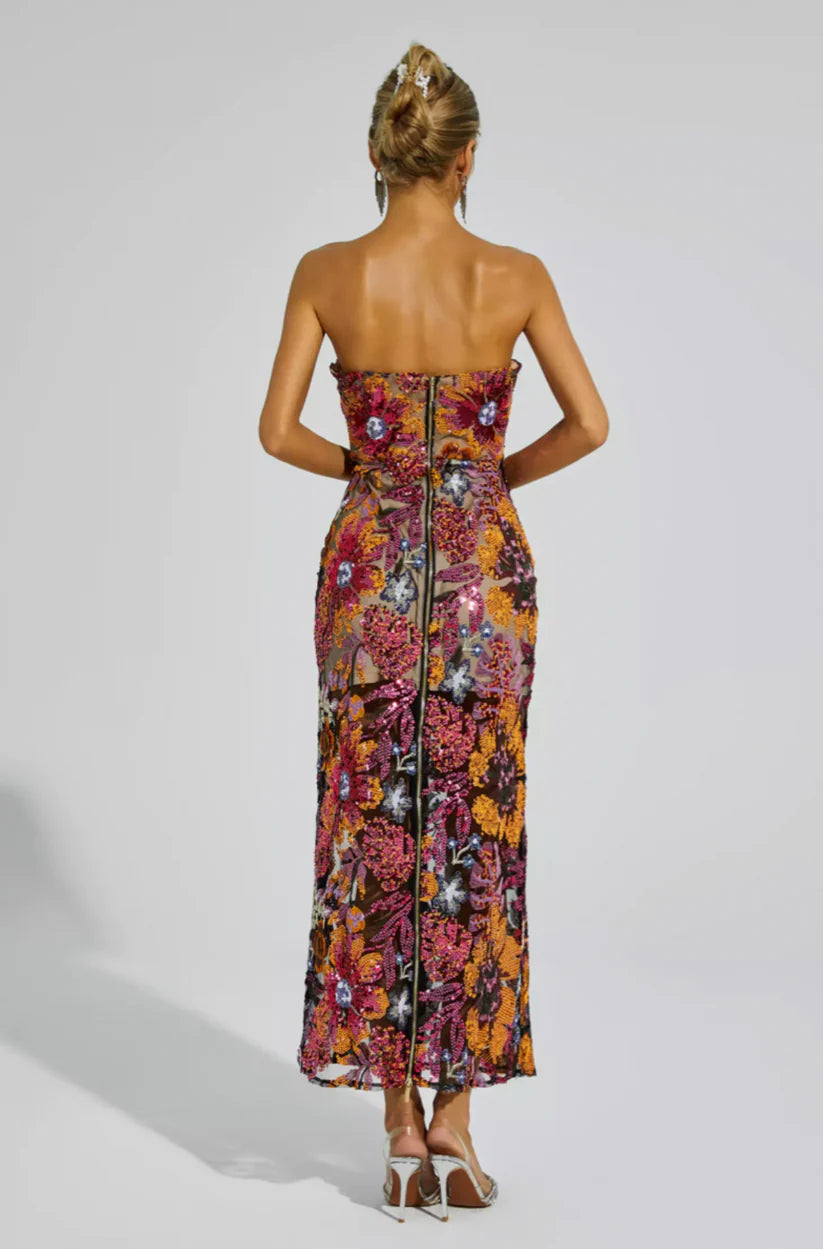 Sexy Bustier Sequin Maxi Dress