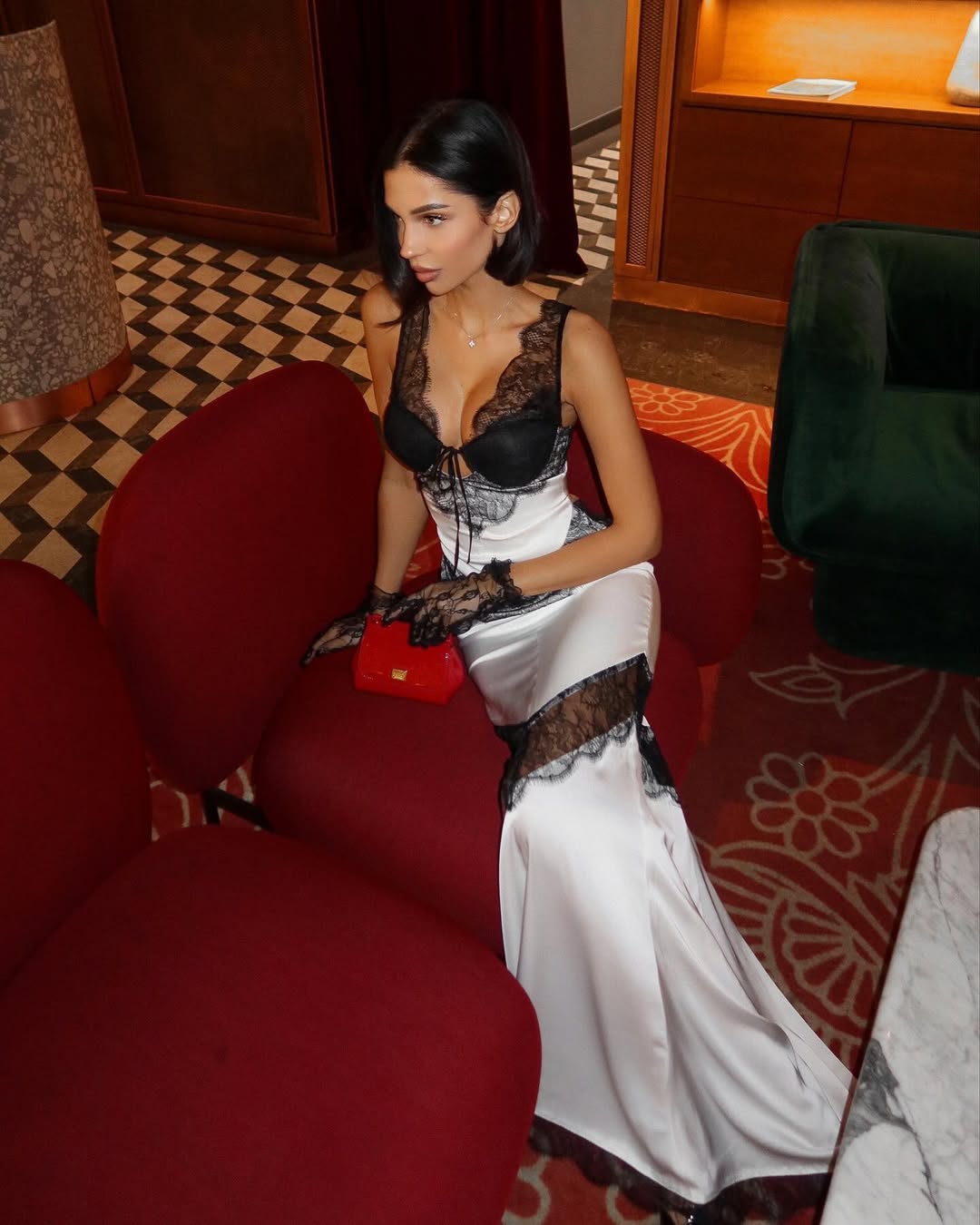 Black Lace and Satin Fabric Sleeveless Maxi Dress