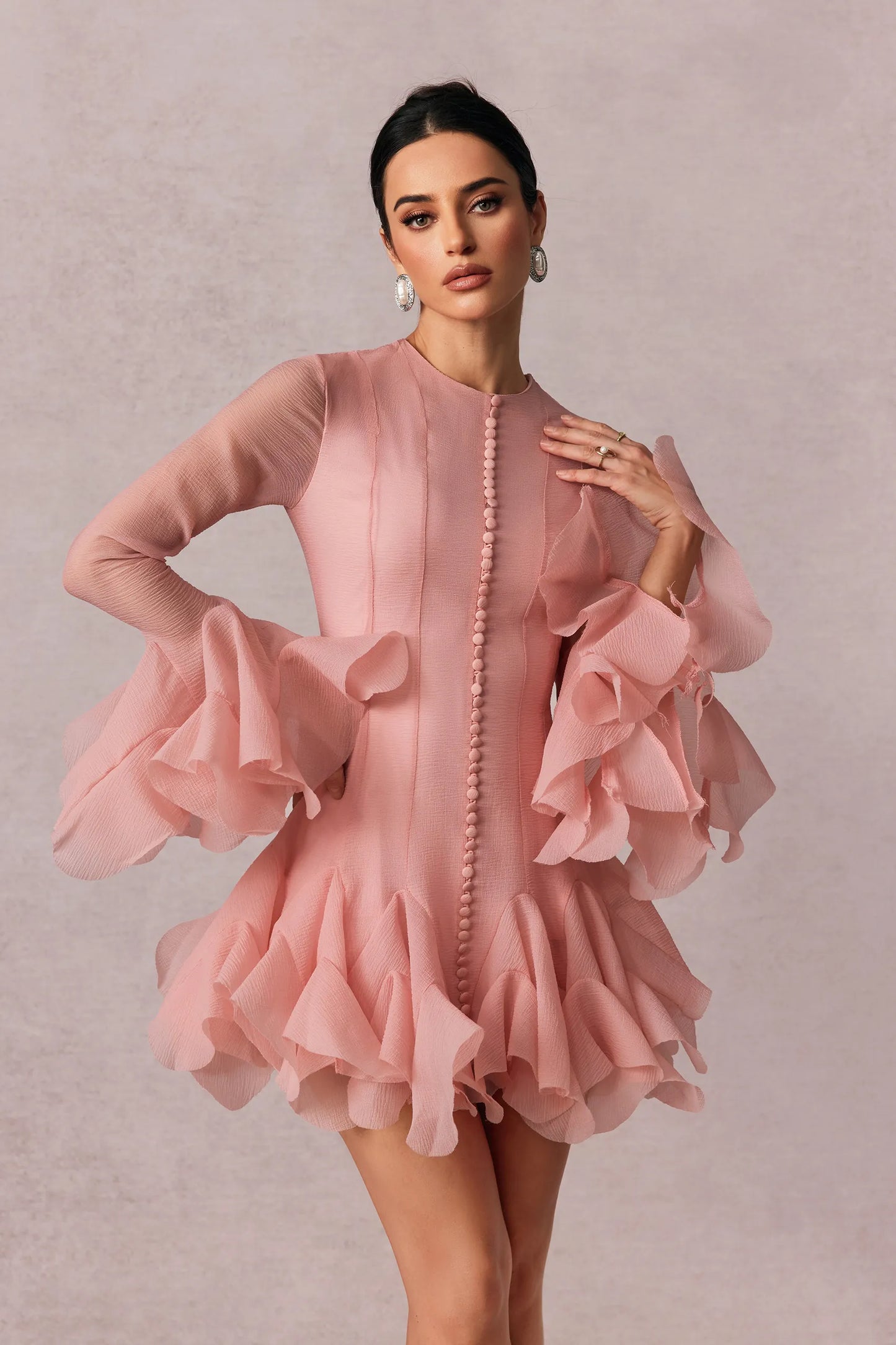 Fairy among Flowers Themed Puff Hem Bodycon Mini Dress