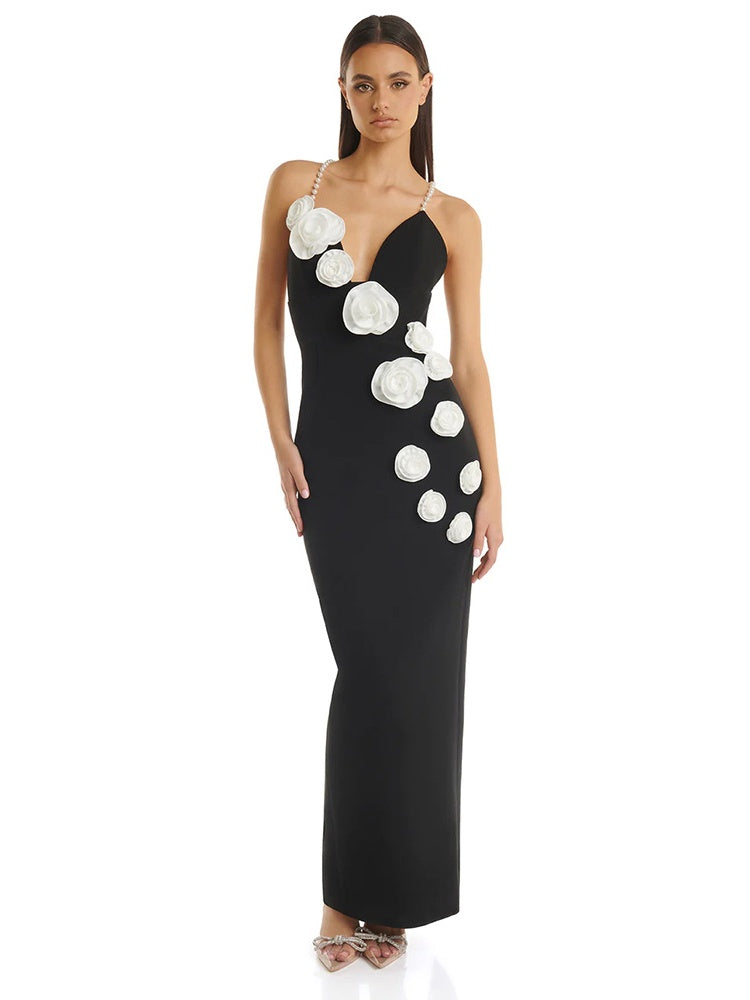 Suspender Bandage Dress European Backless Maxi Dress