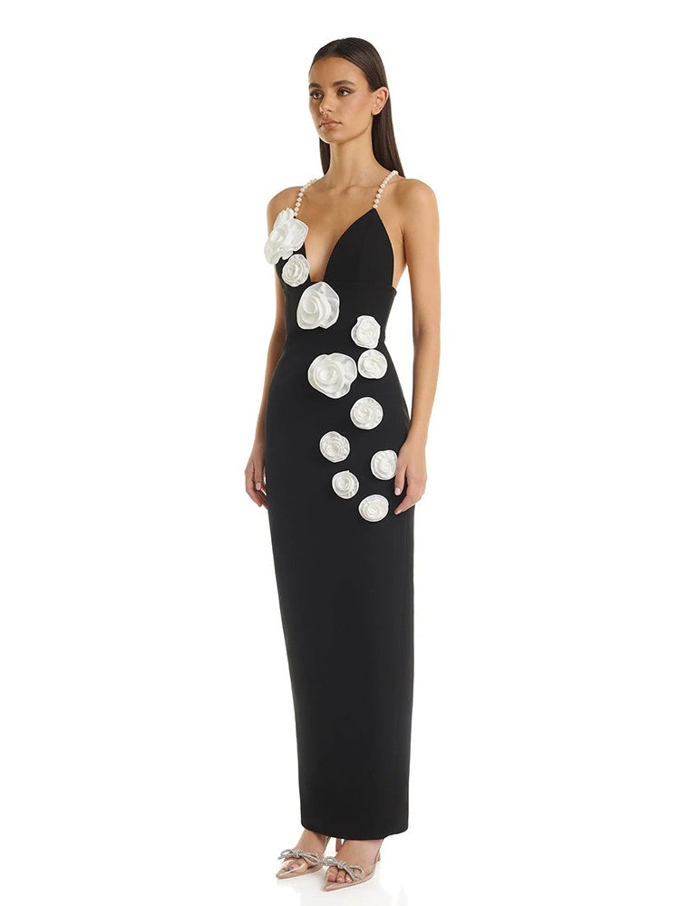 Suspender Bandage Dress European Backless Maxi Dress