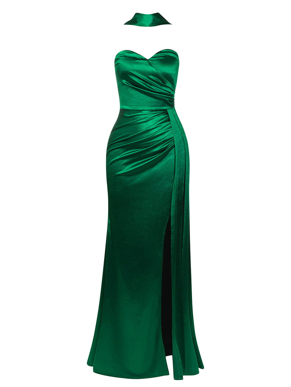 Minimalist Halter Neck Long Slim Fit High Slit Maxi Dress