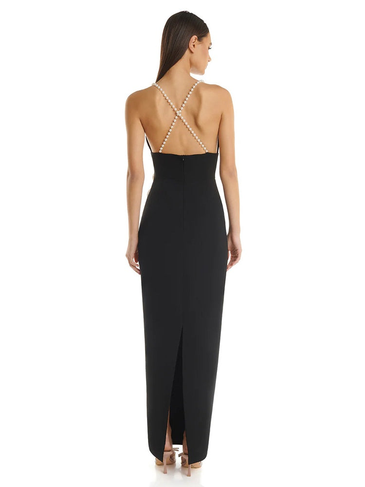 Suspender Bandage Dress European Backless Maxi Dress