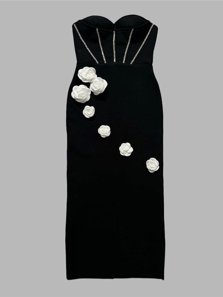 Embellished Strapless Bandage Midi Dress