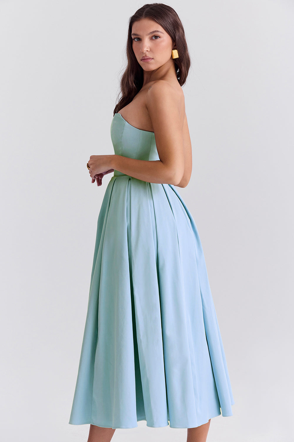 Tuscan Blue Strapless Maxi Sundress